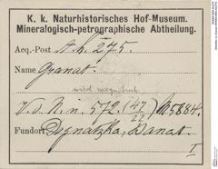 Etiketten zu Granat (NHMW-MIN-Ah275)
